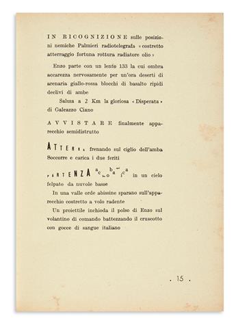 (FUTURISM.) Bellanova, Piero. Picchiata nellamore. Romanzo sintetico col Manifesto Futurista. Collaudo del poeta F.T. Marinetti. Prese